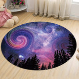 Nordic Galaxy Pattern Rug Black and Blue Kids Rug Polyester Pet Friendly Washable Area Rug for Nursery Dark Purple