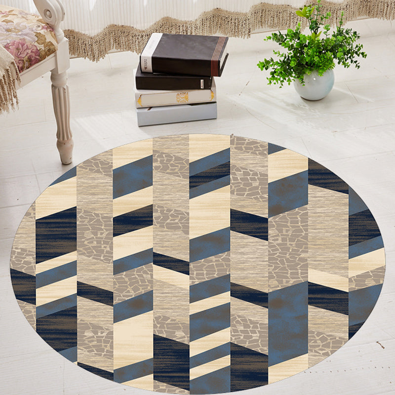 Multicolor Contemporary Rug Polyester Geometric Pattern Rug Pet Friendly Machine Washable Anti-Slip Backing Carpet for Decoration Blue Clearhalo 'Area Rug' 'Modern' 'Rugs' Rug' 1725415