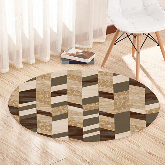 Multicolor Contemporary Rug Polyester Geometric Pattern Rug Pet Friendly Machine Washable Anti-Slip Backing Carpet for Decoration 5'3" x 5'3"