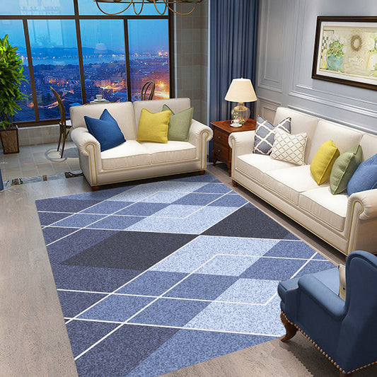 Colorful Geometric Pattern Rug Blue Modernist Rug Polyester Washable Pet Friendly Anti-Slip Carpet for Living Room Purplish Blue Clearhalo 'Area Rug' 'Modern' 'Rugs' Rug' 1725430