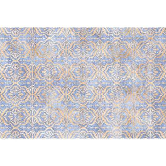 Retro Tribal Geometric Pattern Rug Brown and Blue Rug Polyester Washable Pet Friendly Anti-Slip Carpet for Living Room Clearhalo 'Area Rug' 'Moroccan' 'Rugs' Rug' 1725435