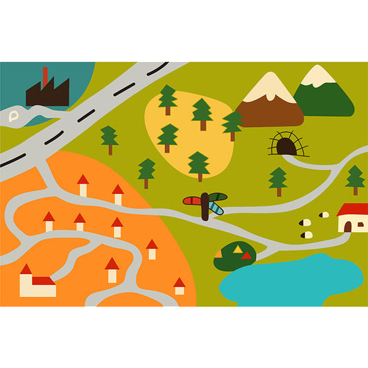 Kids Map Pattern Rug Green Polyester Rug Washable Pet Friendly Non-Slip Area Rug for Child's Bedroom Clearhalo 'Area Rug' 'Rug' 1725463