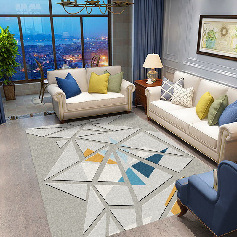 Multicolor Modernist Rug Polyester Geometric Pattern Rug Pet Friendly Machine Washable Anti-Slip Backing Carpet for Decoration Blue Clearhalo 'Area Rug' 'Rug' 1725481