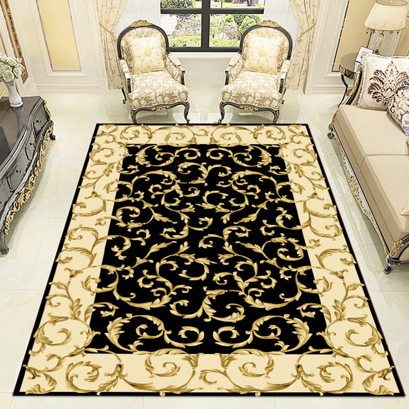 Unique Tribal Flower Pattern Rug Multicolor Bohemian Rug Polyester Pet Friendly Non-Slip Backing Washable Area Rug for Living Room Black Clearhalo 'Area Rug' 'Bohemian' 'Rugs' Rug' 1725489