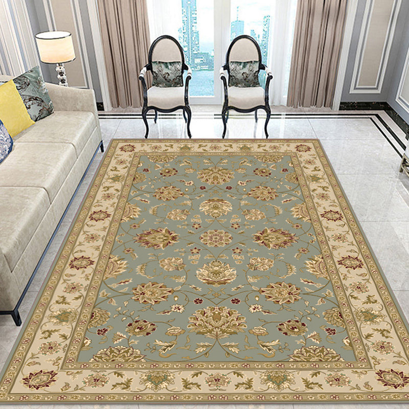 Unique Tribal Flower Pattern Rug Multicolor Bohemian Rug Polyester Pet Friendly Non-Slip Backing Washable Area Rug for Living Room Light Blue Clearhalo 'Area Rug' 'Bohemian' 'Rugs' Rug' 1725496