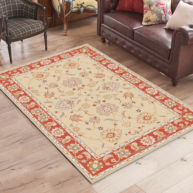 Unique Tribal Flower Pattern Rug Multicolor Bohemian Rug Polyester Pet Friendly Non-Slip Backing Washable Area Rug for Living Room Orange Red Clearhalo 'Area Rug' 'Bohemian' 'Rugs' Rug' 1725498