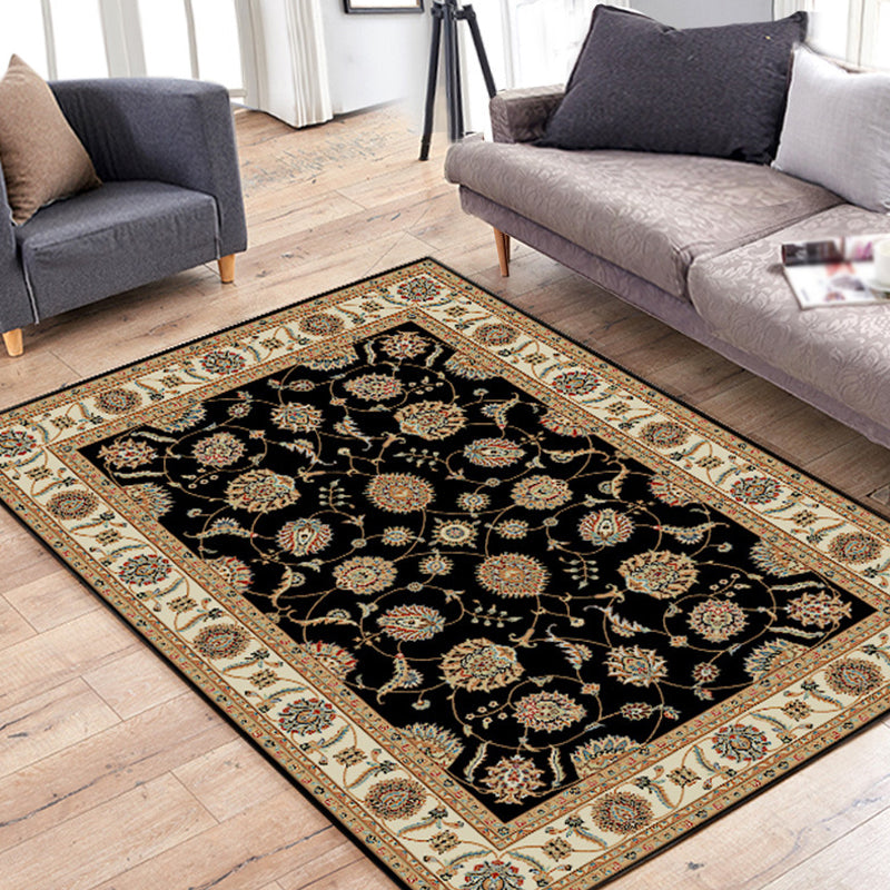 Unique Tribal Flower Pattern Rug Multicolor Bohemian Rug Polyester Pet Friendly Non-Slip Backing Washable Area Rug for Living Room Brown Clearhalo 'Area Rug' 'Bohemian' 'Rugs' Rug' 1725500