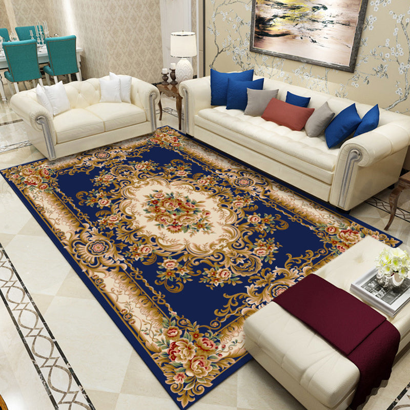 Retro Medallion Pattern Rug Multicolor Rug Synthetics Washable Pet Friendly Anti-Slip Carpet for Living Room Blue Clearhalo 'Area Rug' 'Moroccan' 'Rugs' Rug' 1725512