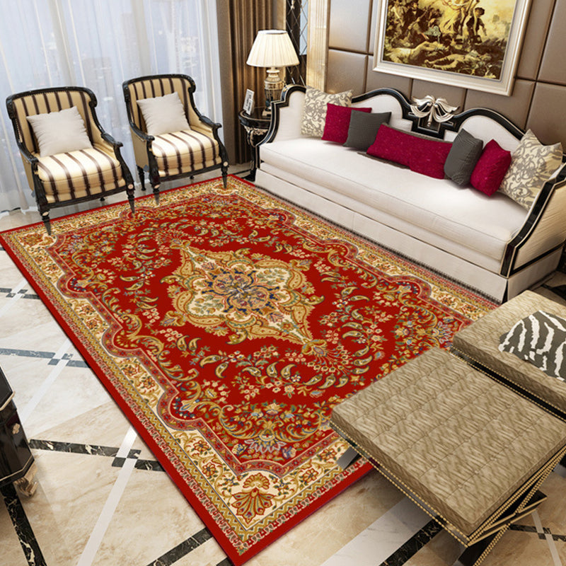 Retro Medallion Pattern Rug Multicolor Rug Synthetics Washable Pet Friendly Anti-Slip Carpet for Living Room Dark Red Clearhalo 'Area Rug' 'Moroccan' 'Rugs' Rug' 1725514