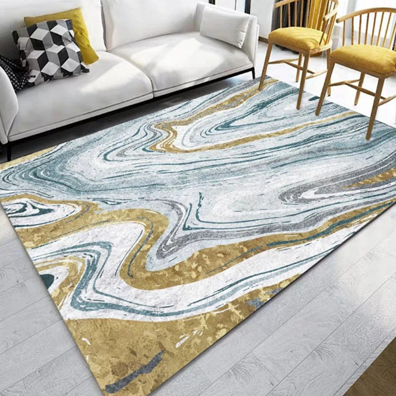 Novelty Watercolor Pattern Rug Swirl Stripe Multicolor Polyester Rug Washable Pet Friendly Non-Slip Area Rug for Living Room Yellow Clearhalo 'Area Rug' 'Modern' 'Rugs' Rug' 1725523