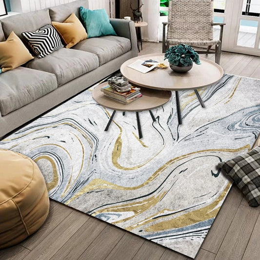 Novelty Watercolor Pattern Rug Swirl Stripe Multicolor Polyester Rug Washable Pet Friendly Non-Slip Area Rug for Living Room Gold Clearhalo 'Area Rug' 'Modern' 'Rugs' Rug' 1725524