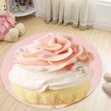 Children's Style Polyester Rug with 3D Food Pattern Multi-color Carpet Pet Friendly for Living Room Rojo Claro