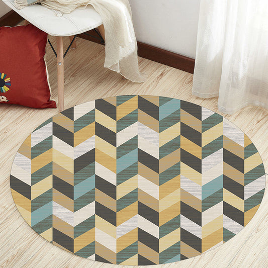 Unique Geometric Pattern Rug Multicolor Modernist Rug Polyester Washable Pet Friendly Anti-Slip Carpet for Study Yellow