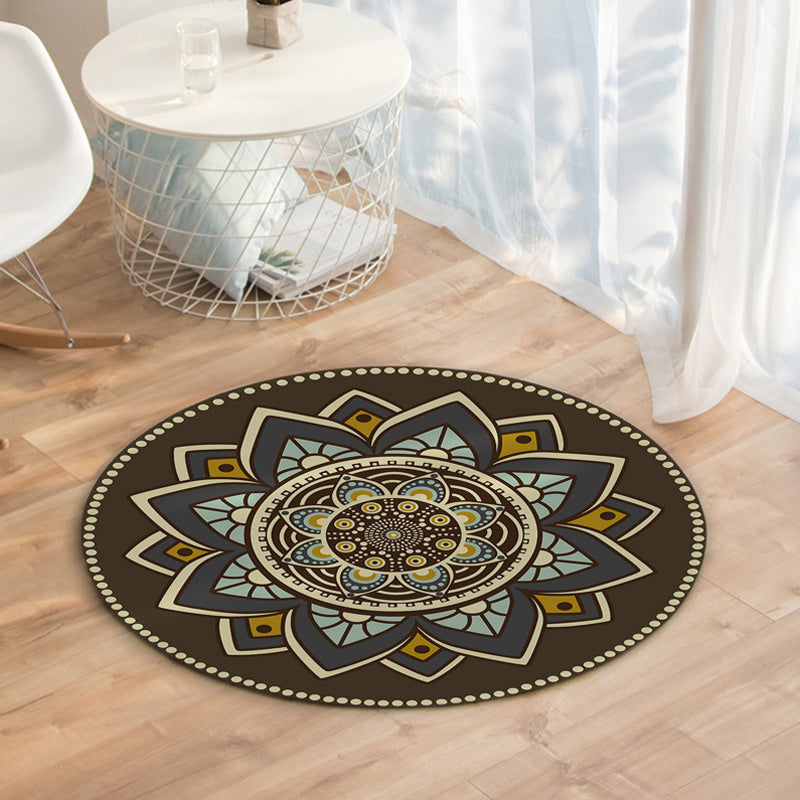 Moroccan Floral Pattern Rug Multicolor Synthetics Rug Washable Pet Friendly Non-Slip Area Rug for Bedroom Black Clearhalo 'Area Rug' 'Moroccan' 'Rugs' Rug' 1725616