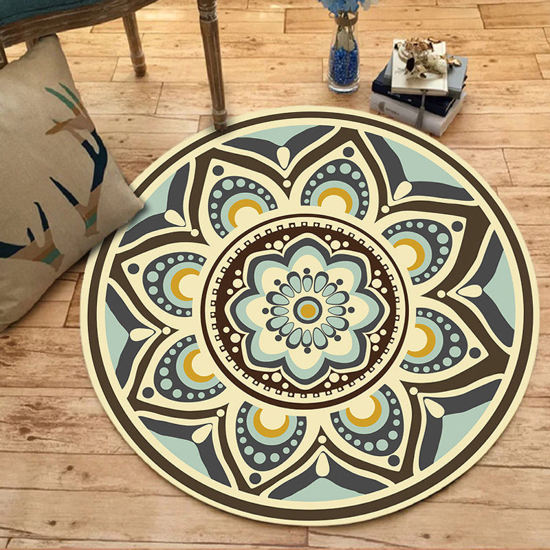 Moroccan Floral Pattern Rug Multicolor Synthetics Rug Washable Pet Friendly Non-Slip Area Rug for Bedroom Light Blue Clearhalo 'Area Rug' 'Moroccan' 'Rugs' Rug' 1725622