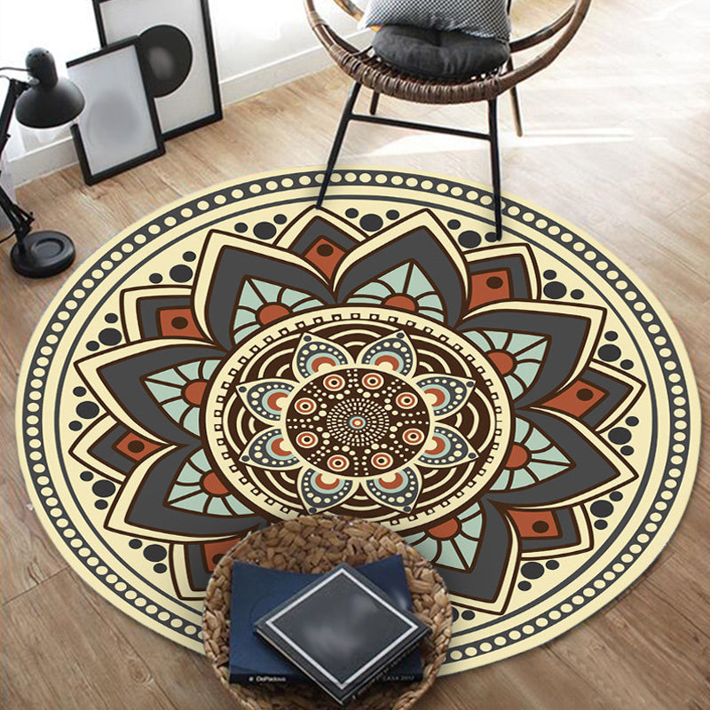 Moroccan Floral Pattern Rug Multicolor Synthetics Rug Washable Pet Friendly Non-Slip Area Rug for Bedroom Navy Clearhalo 'Area Rug' 'Moroccan' 'Rugs' Rug' 1725627