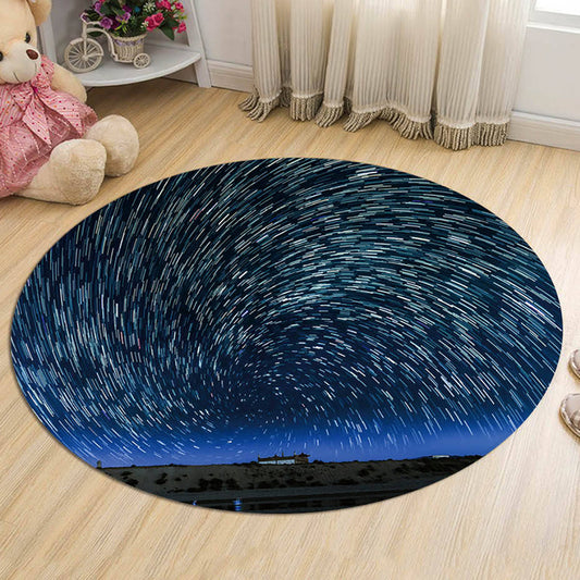 Black and Blue Kids Rug Polyester Galaxy Pattern Rug Pet Friendly Washable Anti-Slip Backing Carpet for Decoration Dark Gray