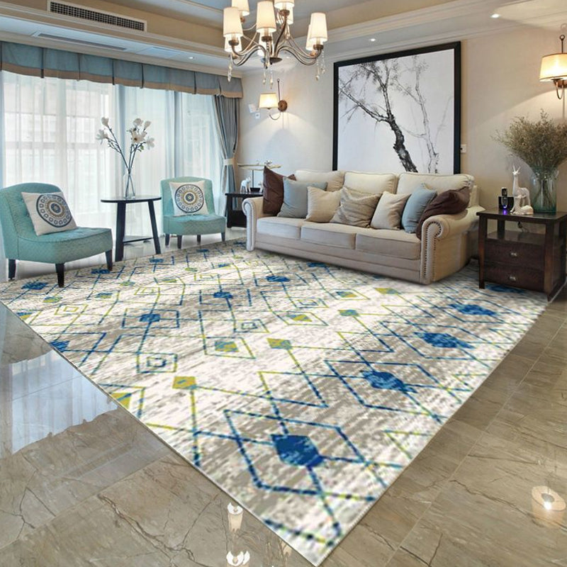 Vintage Tribal Pattern Rug Green and Blue Rug Polyester Washable Pet Friendly Anti-Slip Carpet for Living Room Clearhalo 'Area Rug' 'Moroccan' 'Rugs' Rug' 1725729