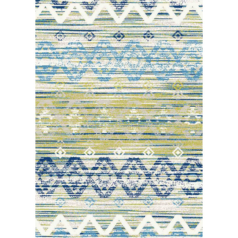Vintage Tribal Pattern Rug Green and Blue Rug Polyester Washable Pet Friendly Anti-Slip Carpet for Living Room Clearhalo 'Area Rug' 'Moroccan' 'Rugs' Rug' 1725733