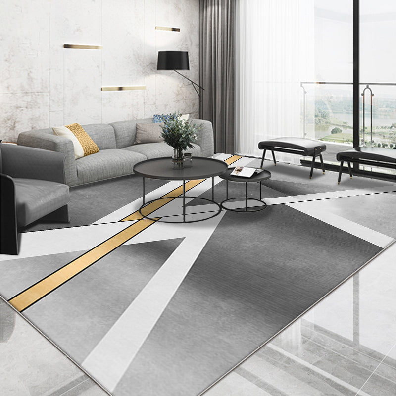 Stylish Geometric Pattern Rug Grey Casual Rug Polyester Pet Friendly Washable Area Rug for Living Room Black Clearhalo 'Area Rug' 'Modern' 'Rugs' Rug' 1725734