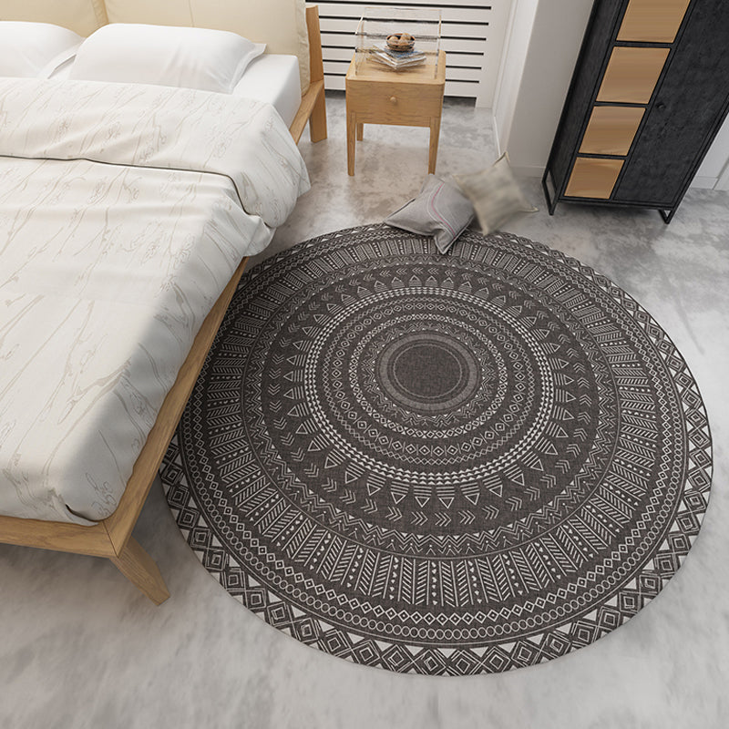 Bohemian Tribal Pattern Rug Grey Multicolor Polyester Rug Washable Pet Friendly Non-Slip Area Rug for Living Room Black Clearhalo 'Area Rug' 'Bohemian' 'Rugs' Rug' 1725768