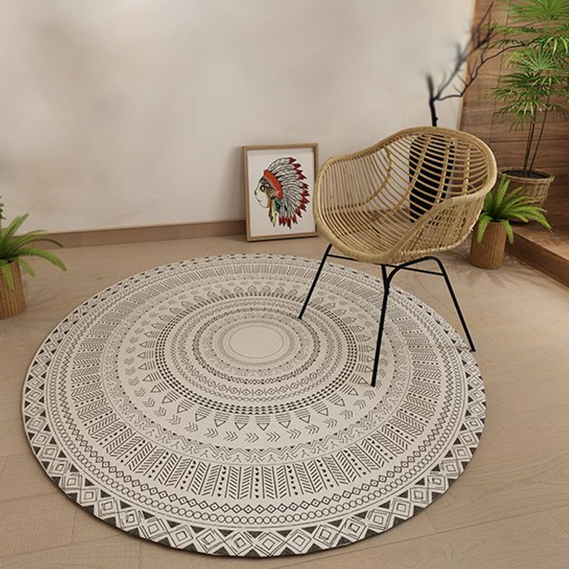 Bohemian Tribal Pattern Rug Grey Multicolor Polyester Rug Washable Pet Friendly Non-Slip Area Rug for Living Room White Clearhalo 'Area Rug' 'Bohemian' 'Rugs' Rug' 1725776
