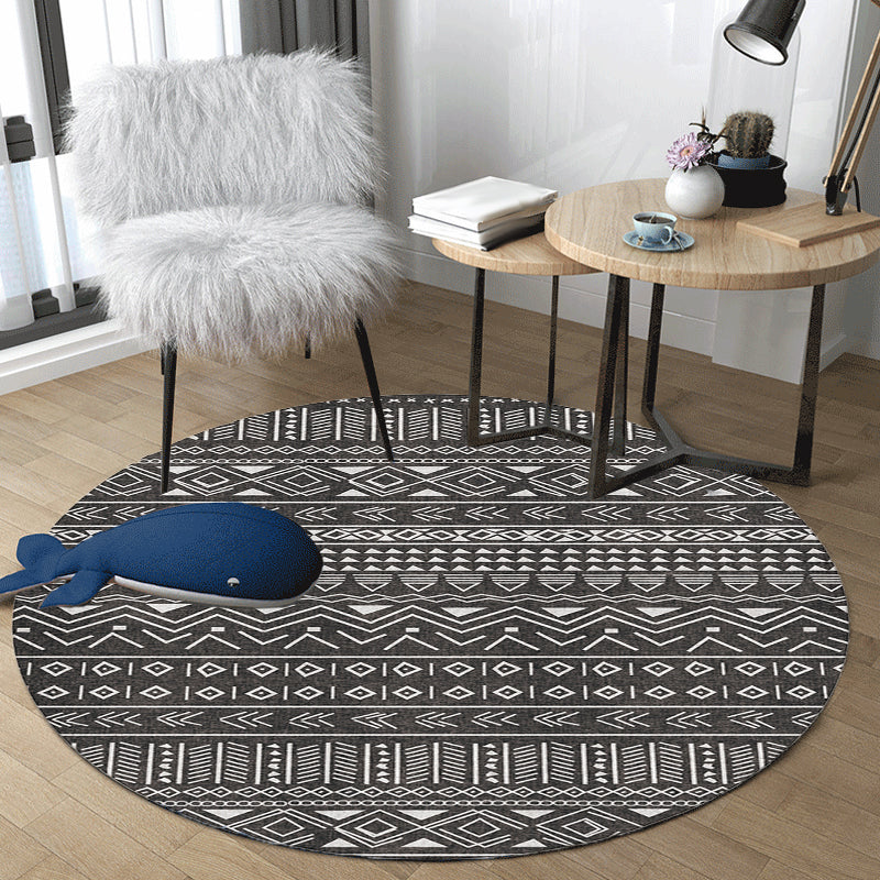 Bohemian Tribal Pattern Rug Grey Multicolor Polyester Rug Washable Pet Friendly Non-Slip Area Rug for Living Room Dark Coffee Clearhalo 'Area Rug' 'Bohemian' 'Rugs' Rug' 1725785