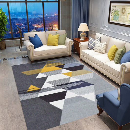 Casual Geometric Pattern Rug with Stripe Multicolor Nordic Rug Polyester Pet Friendly Non-Slip Backing Washable Area Rug for Living Room Yellow Clearhalo 'Area Rug' 'Modern' 'Rugs' Rug' 1725836