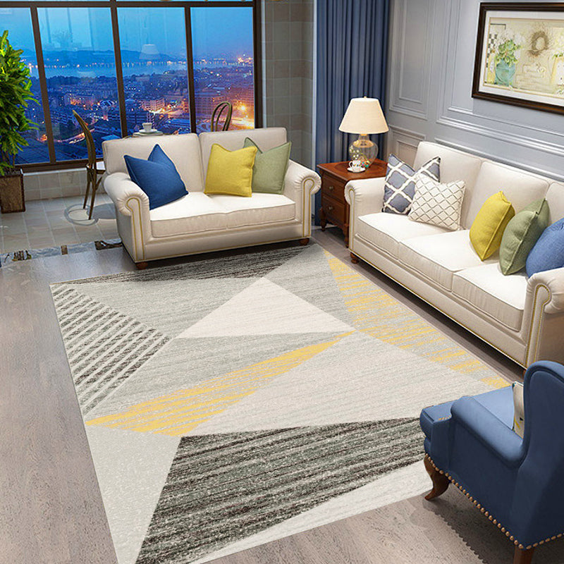 Casual Geometric Pattern Rug with Stripe Multicolor Nordic Rug Polyester Pet Friendly Non-Slip Backing Washable Area Rug for Living Room Grey Clearhalo 'Area Rug' 'Modern' 'Rugs' Rug' 1725837