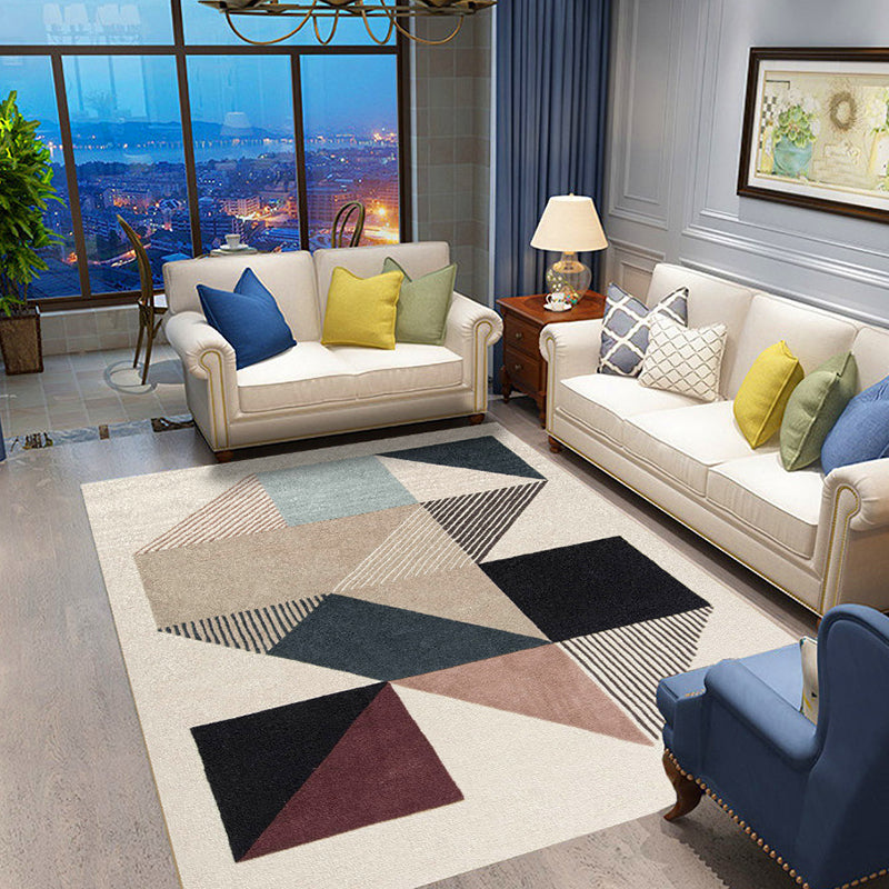 Casual Geometric Pattern Rug with Stripe Multicolor Nordic Rug Polyester Pet Friendly Non-Slip Backing Washable Area Rug for Living Room Black Clearhalo 'Area Rug' 'Modern' 'Rugs' Rug' 1725838