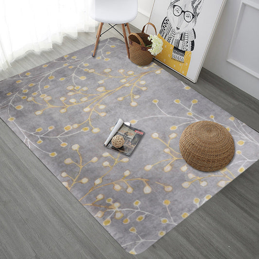 Unique Botanical Pattern Rug Grey Modernist Rug Polyester Washable Pet Friendly Anti-Slip Carpet for Living Room Light Gray Clearhalo 'Area Rug' 'Modern' 'Rugs' Rug' 1725884