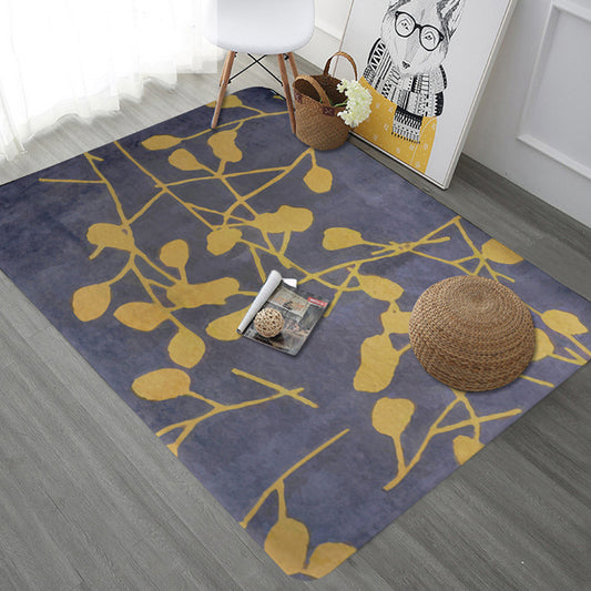 Unique Botanical Pattern Rug Grey Modernist Rug Polyester Washable Pet Friendly Anti-Slip Carpet for Living Room Dark Gray Clearhalo 'Area Rug' 'Modern' 'Rugs' Rug' 1725885