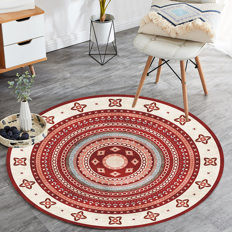 Moroccan Tribal Circles Pattern Rug Multicolor Bohemian Rug Polyester Pet Friendly Non-Slip Backing Washable Area Rug for Living Room Clearhalo 'Area Rug' 'Moroccan' 'Rugs' Rug' 1725888