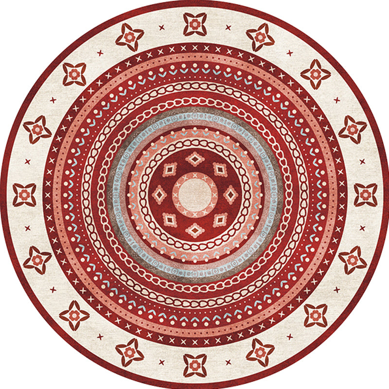 Moroccan Tribal Circles Pattern Rug Multicolor Bohemian Rug Polyester Pet Friendly Non-Slip Backing Washable Area Rug for Living Room Clearhalo 'Area Rug' 'Moroccan' 'Rugs' Rug' 1725889