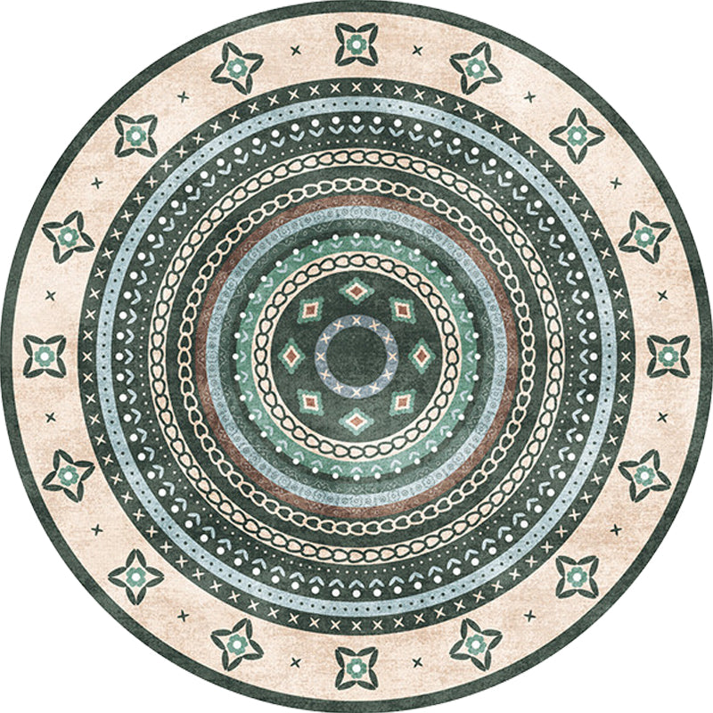 Moroccan Tribal Circles Pattern Rug Multicolor Bohemian Rug Polyester Pet Friendly Non-Slip Backing Washable Area Rug for Living Room Clearhalo 'Area Rug' 'Moroccan' 'Rugs' Rug' 1725897