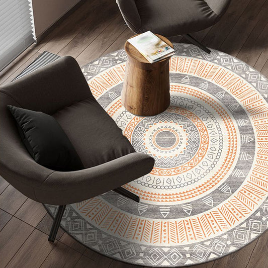 Moroccan Tribal Circles Pattern Rug Multicolor Bohemian Rug Polyester Pet Friendly Non-Slip Backing Washable Area Rug for Living Room Yellow-Red Clearhalo 'Area Rug' 'Moroccan' 'Rugs' Rug' 1725901