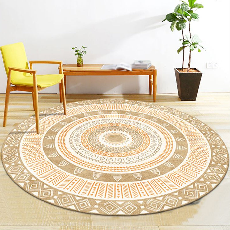Moroccan Tribal Circles Pattern Rug Multicolor Bohemian Rug Polyester Pet Friendly Non-Slip Backing Washable Area Rug for Living Room Gold Clearhalo 'Area Rug' 'Moroccan' 'Rugs' Rug' 1725904