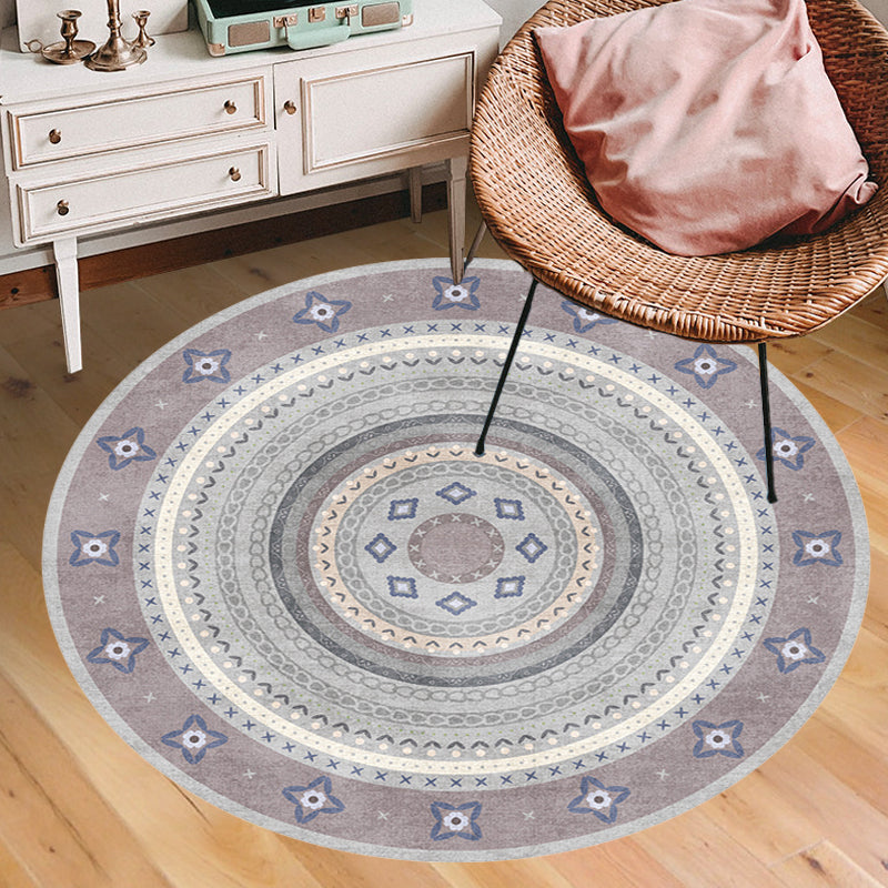 Moroccan Tribal Circles Pattern Rug Multicolor Bohemian Rug Polyester Pet Friendly Non-Slip Backing Washable Area Rug for Living Room Clearhalo 'Area Rug' 'Moroccan' 'Rugs' Rug' 1725908