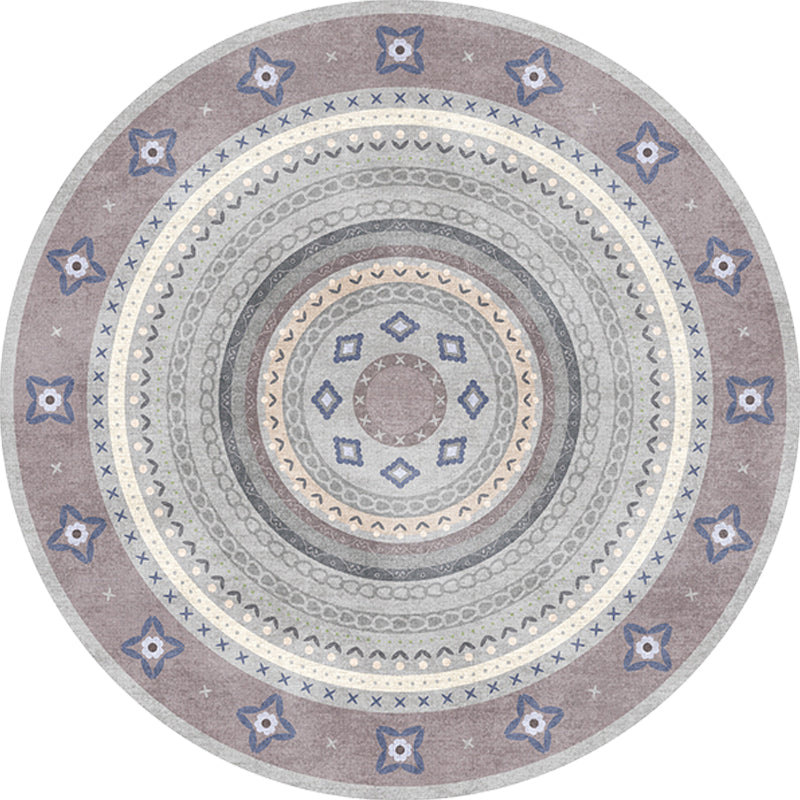 Moroccan Tribal Circles Pattern Rug Multicolor Bohemian Rug Polyester Pet Friendly Non-Slip Backing Washable Area Rug for Living Room Clearhalo 'Area Rug' 'Moroccan' 'Rugs' Rug' 1725909