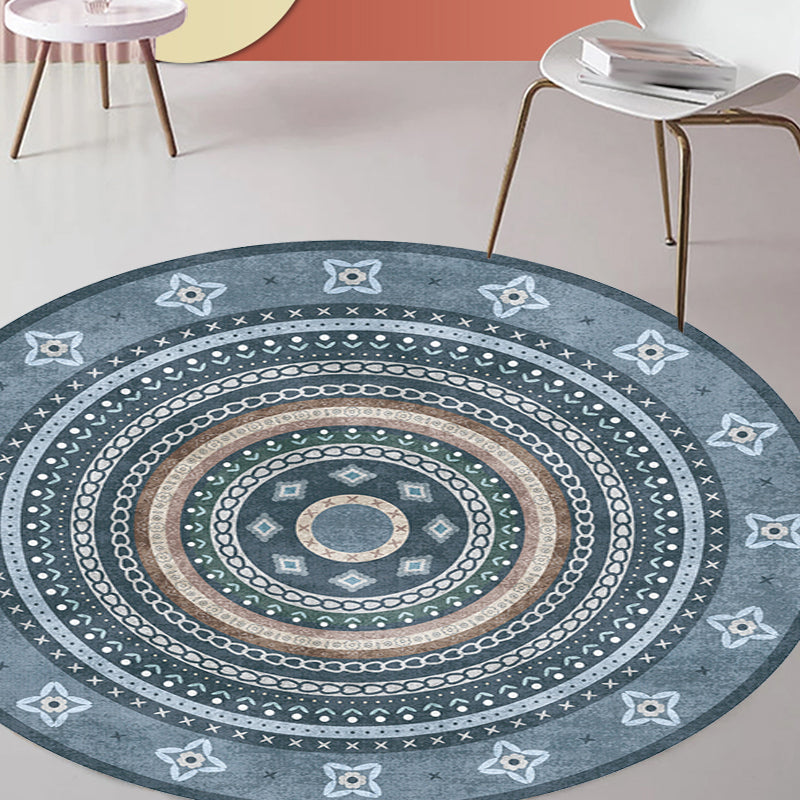 Moroccan Tribal Circles Pattern Rug Multicolor Bohemian Rug Polyester Pet Friendly Non-Slip Backing Washable Area Rug for Living Room Clearhalo 'Area Rug' 'Moroccan' 'Rugs' Rug' 1725911