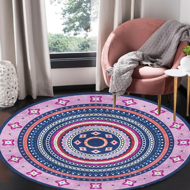 Moroccan Tribal Circles Pattern Rug Multicolor Bohemian Rug Polyester Pet Friendly Non-Slip Backing Washable Area Rug for Living Room Peach Clearhalo 'Area Rug' 'Moroccan' 'Rugs' Rug' 1725913