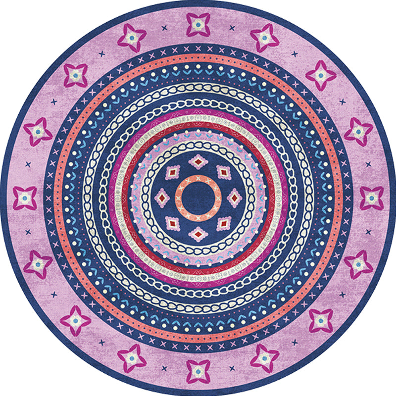 Moroccan Tribal Circles Pattern Rug Multicolor Bohemian Rug Polyester Pet Friendly Non-Slip Backing Washable Area Rug for Living Room Clearhalo 'Area Rug' 'Moroccan' 'Rugs' Rug' 1725915