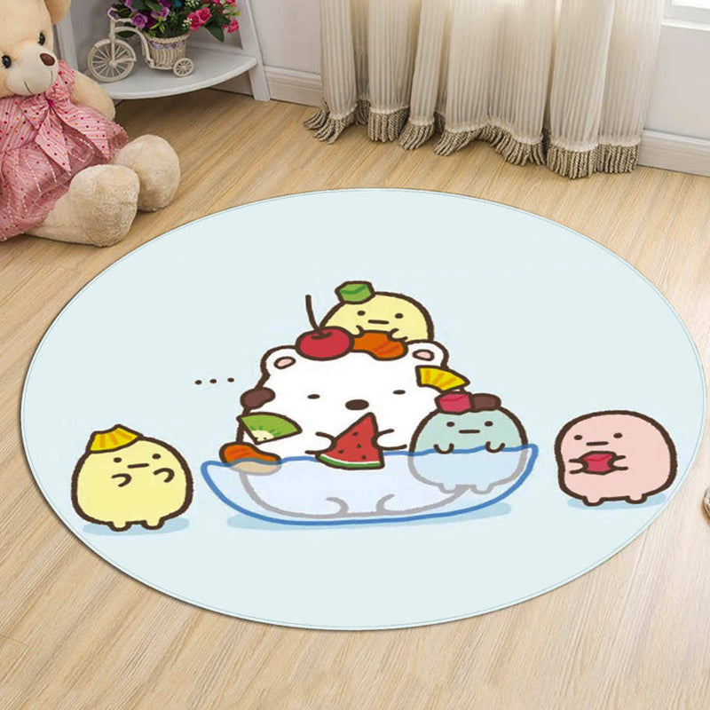 Green and Blue Kids Rug Polyester Cartoon Character Pattern Rug Pet Friendly Washable Anti-Slip Backing Carpet for Decoration Light Blue Clearhalo 'Area Rug' 'Rug' 1725955