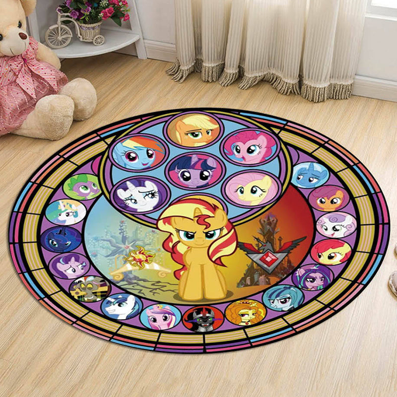 Kids Cartoon Princess Pattern Rug Multicolor Polyester Rug Washable Pet Friendly Non-Slip Area Rug for Child's Bedroom Yellow Clearhalo 'Area Rug' 'Rug' 1726028