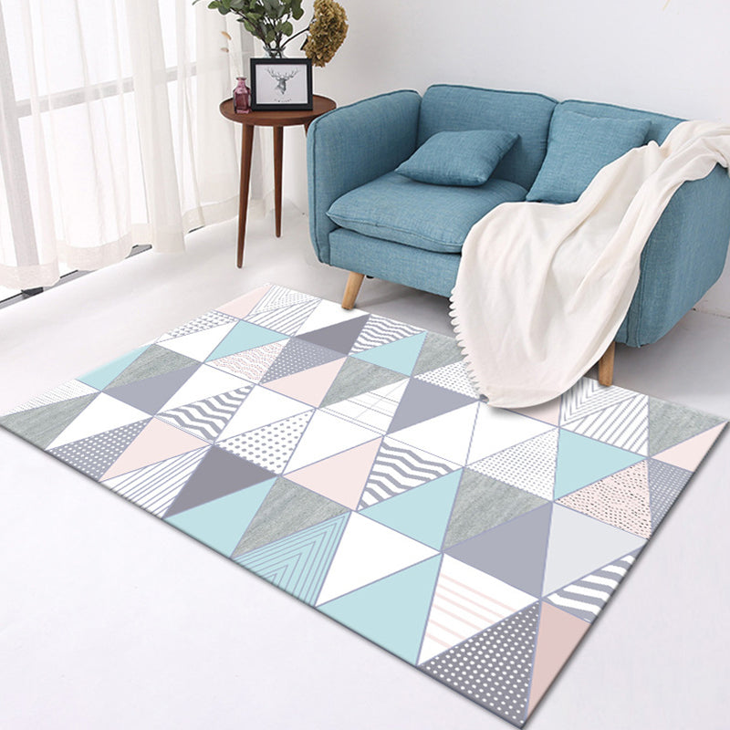 Stylish Geometric Pattern Rug Multicolor Contemporary Rug Polyester Pet Friendly Non-Slip Backing Washable Area Rug for Living Room Light Blue Clearhalo 'Area Rug' 'Modern' 'Rugs' Rug' 1726036