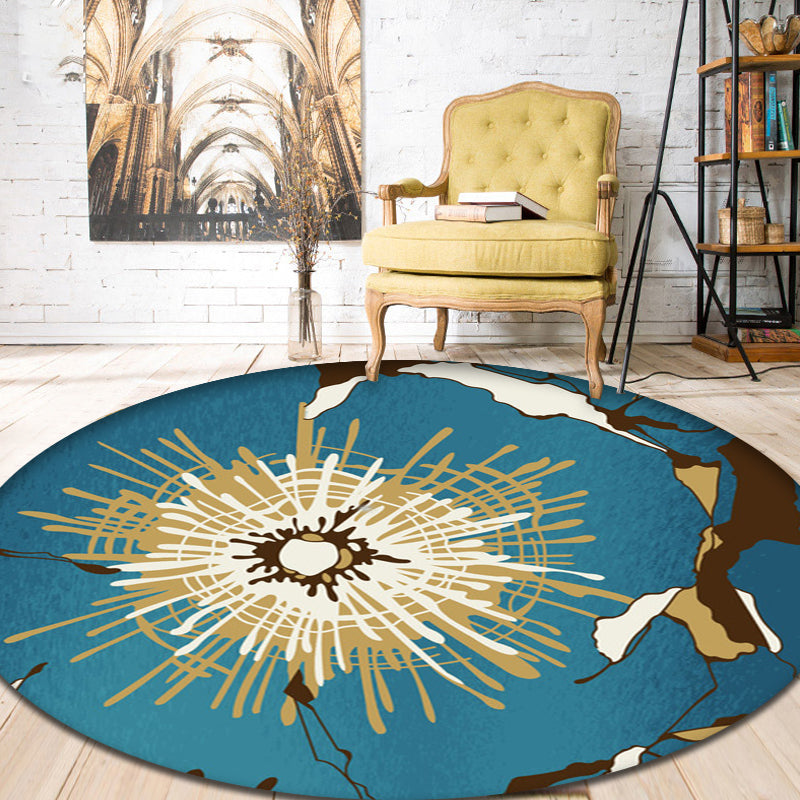 Contemporary Radial Pattern Rug Blue Synthetics Rug Washable Pet Friendly Non-Slip Area Rug for Living Room Blue Clearhalo 'Area Rug' 'Modern' 'Rugs' Rug' 1726039