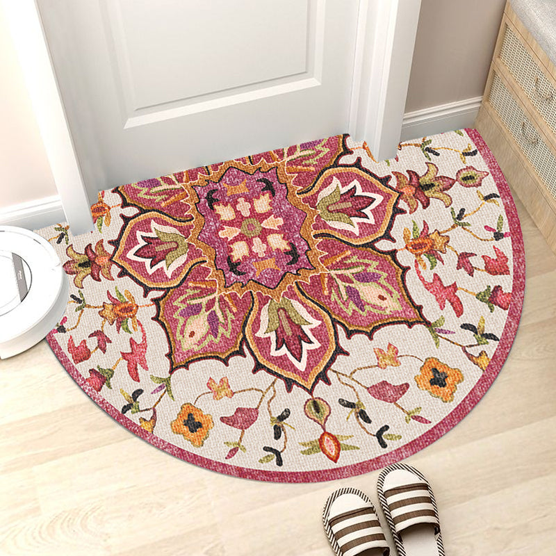 Moroccan Tribal Floral Pattern Rug Multicolor Polyester Rug Washable Pet Friendly Non-Slip Area Rug for Living Room Rose Red Clearhalo 'Area Rug' 'Moroccan' 'Rugs' Rug' 1726047