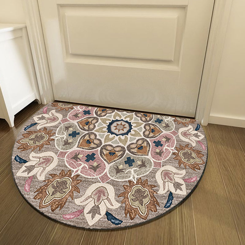 Moroccan Tribal Floral Pattern Rug Multicolor Polyester Rug Washable Pet Friendly Non-Slip Area Rug for Living Room Brown Clearhalo 'Area Rug' 'Moroccan' 'Rugs' Rug' 1726055