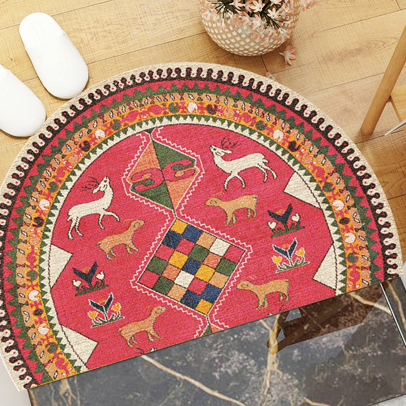 Moroccan Tribal Floral Pattern Rug Multicolor Polyester Rug Washable Pet Friendly Non-Slip Area Rug for Living Room Red Clearhalo 'Area Rug' 'Moroccan' 'Rugs' Rug' 1726061