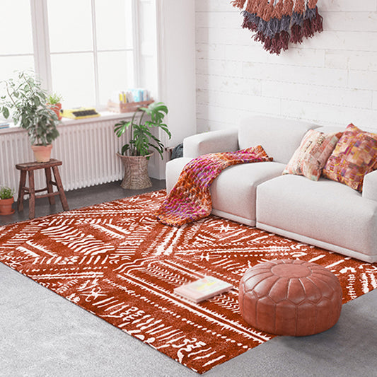 Red Vintage Rug Polyester Tribal Pattern Rug Pet Friendly Washable Anti-Slip Backing Carpet for Decoration Red Clearhalo 'Area Rug' 'Rugs' 'Southwestern' Rug' 1726128